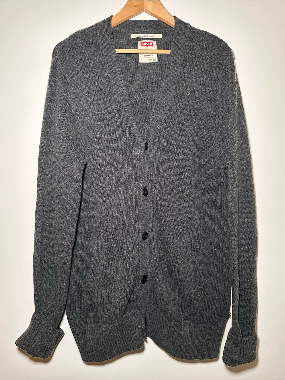 Levi's Men's Dark Gray V-Neck Button Cardigan